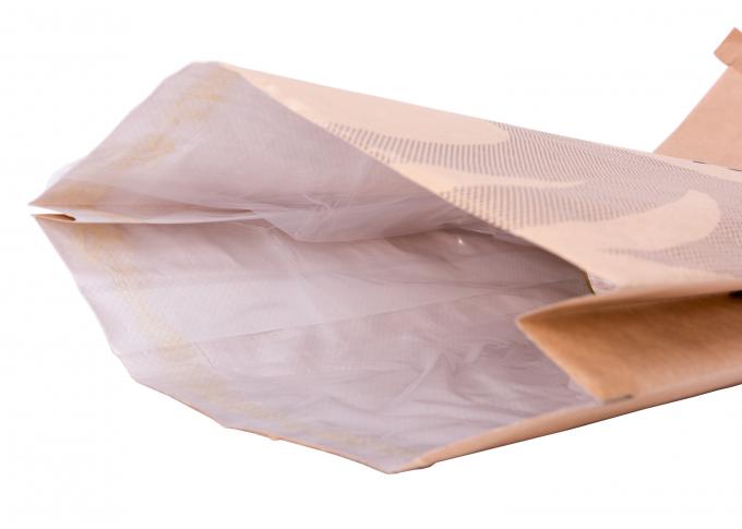 Ευθυγραμμισμένες PE τσάντες βαθμού τροφίμων εγγράφου της Kraft με τη θερμοκόλληση του cOem εκτύπωσης συνήθειας