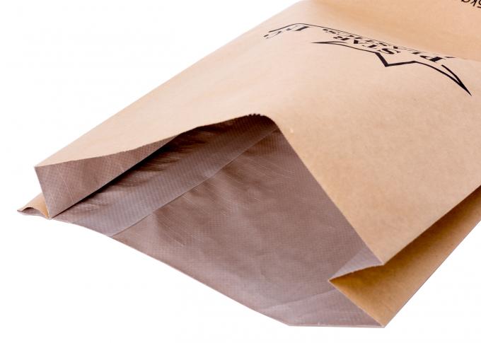 Η αδιάβροχη συνήθεια τύπωσε τις τσάντες, υφαμένες PP ενιαίες/διπλές πτυχές τσαντών τροφίμων εγγράφου της Kraft